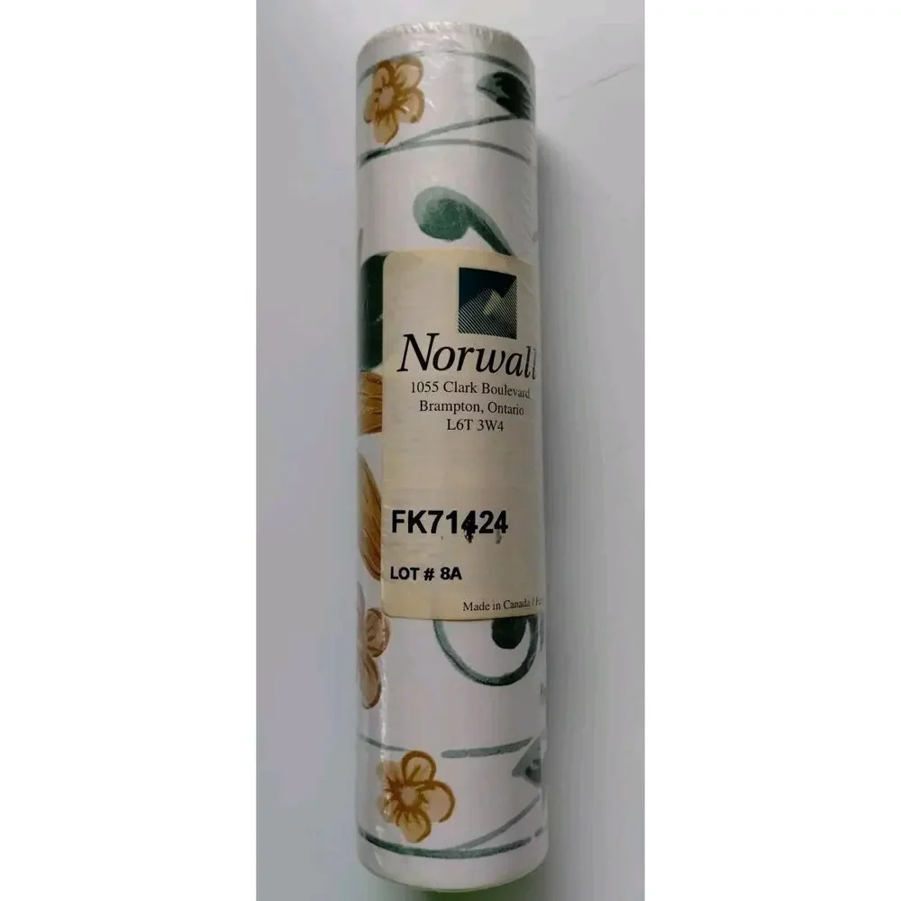 Norwall Pre-pasted Decorative Border - 5 yds - Yellow Blue Flowers -Green Leaves